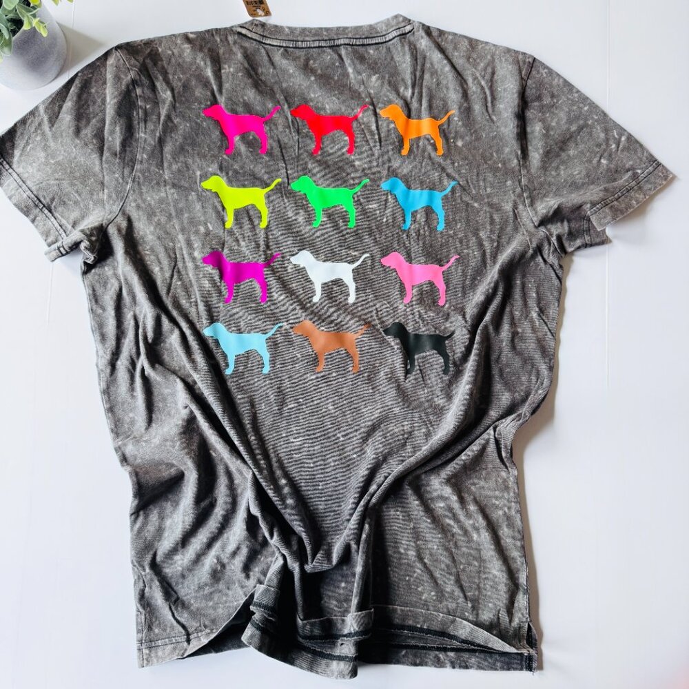 Victoria's Secret PINK, Gray Washed Oversize T Shirt New With Tags, Distressed - Picture 5 of 6